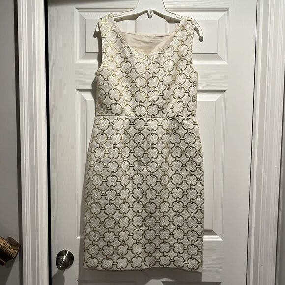 NWT Talbots Women’s Sleeveless Metallic Gold Link Dress Size 8. - Picture 3 of 9